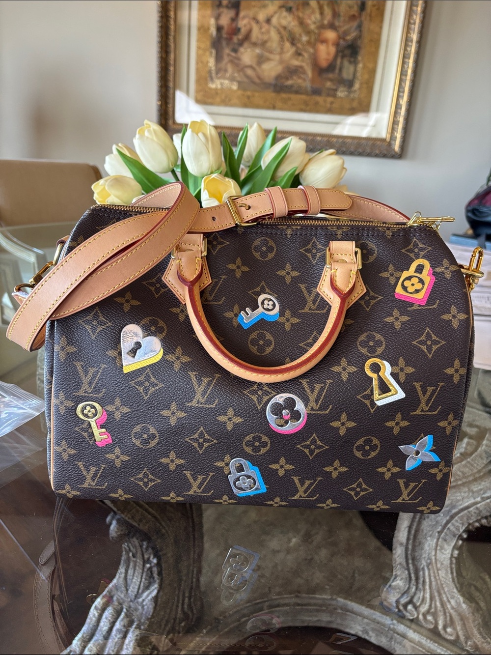 Louis Vuitton speedy bandoulière limited edition love lock like new condition